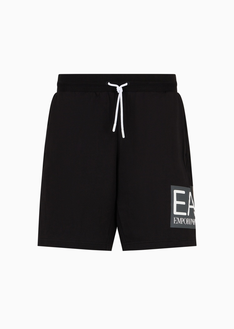 EA7 男士全棉合身系带腰印花运动短裤