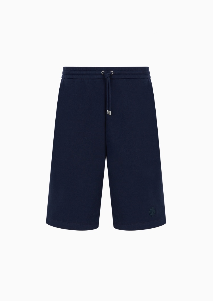Giorgio Armani 男士棉质合身系带腰短款直筒纯色沙滩裤