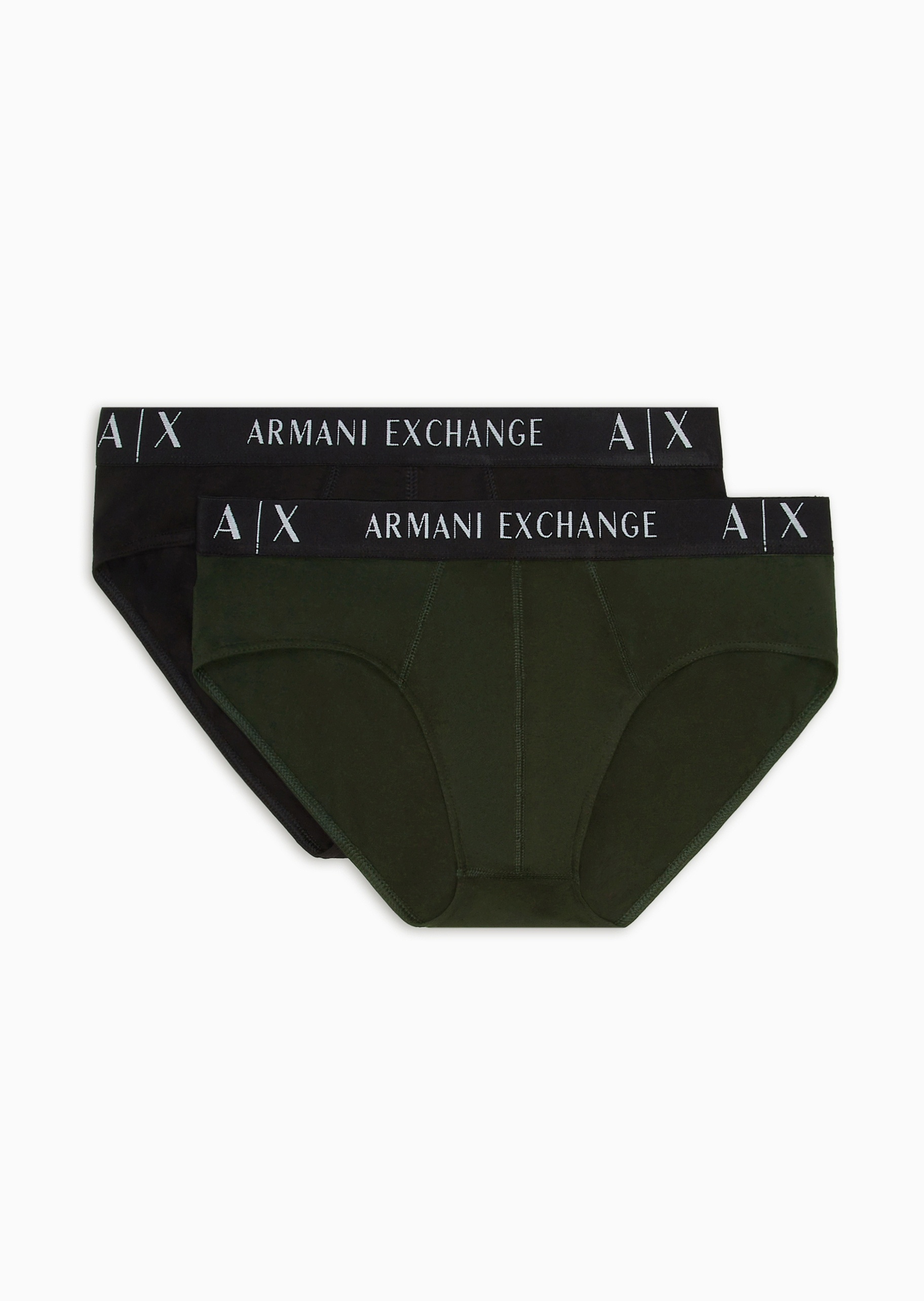 ARMANI EXCHANGE 男士纯棉弹力合身三角两条装徽标内裤套装