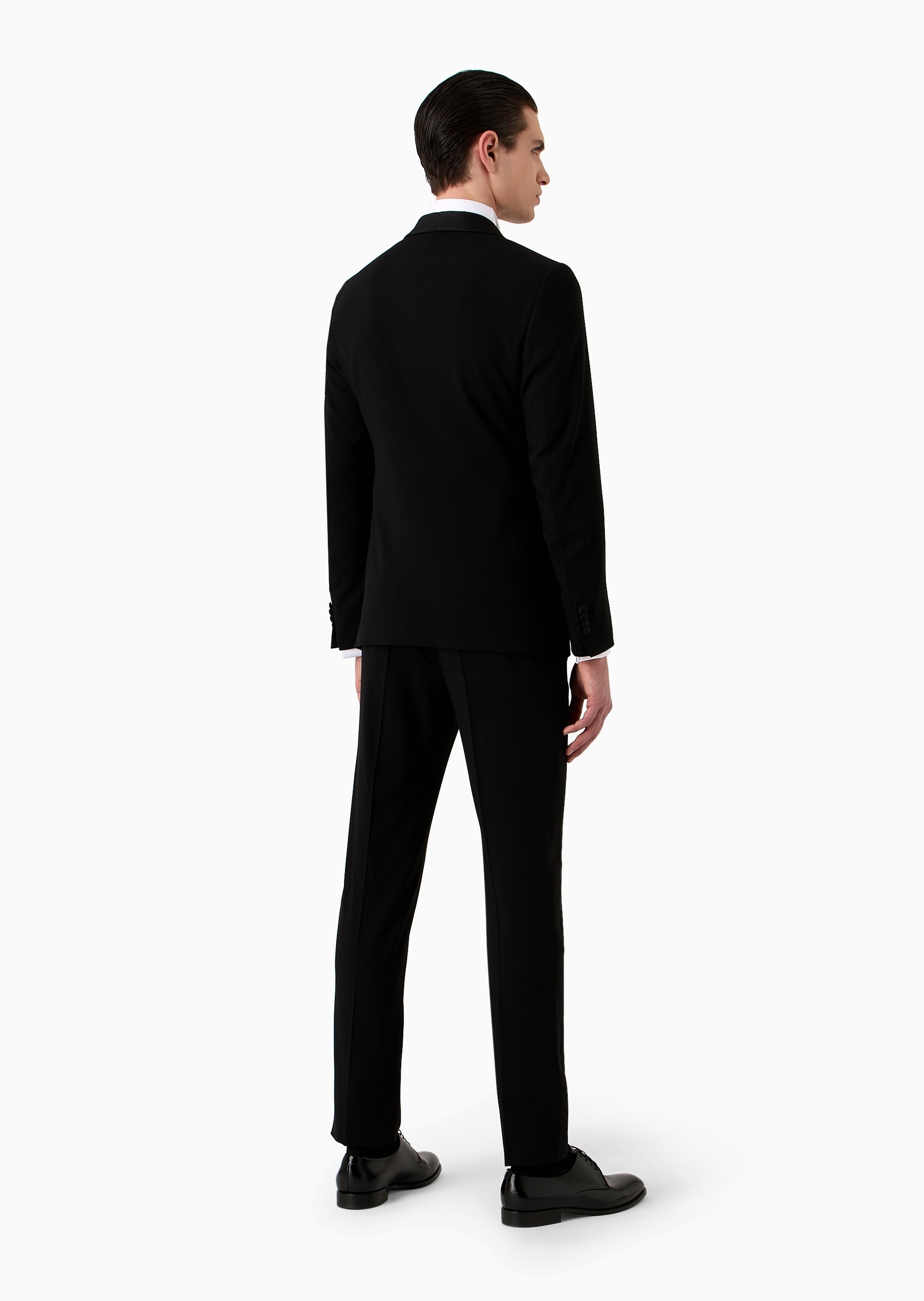 Giorgio Armani 男士全绵羊毛修身青果领外套长裤西装套装