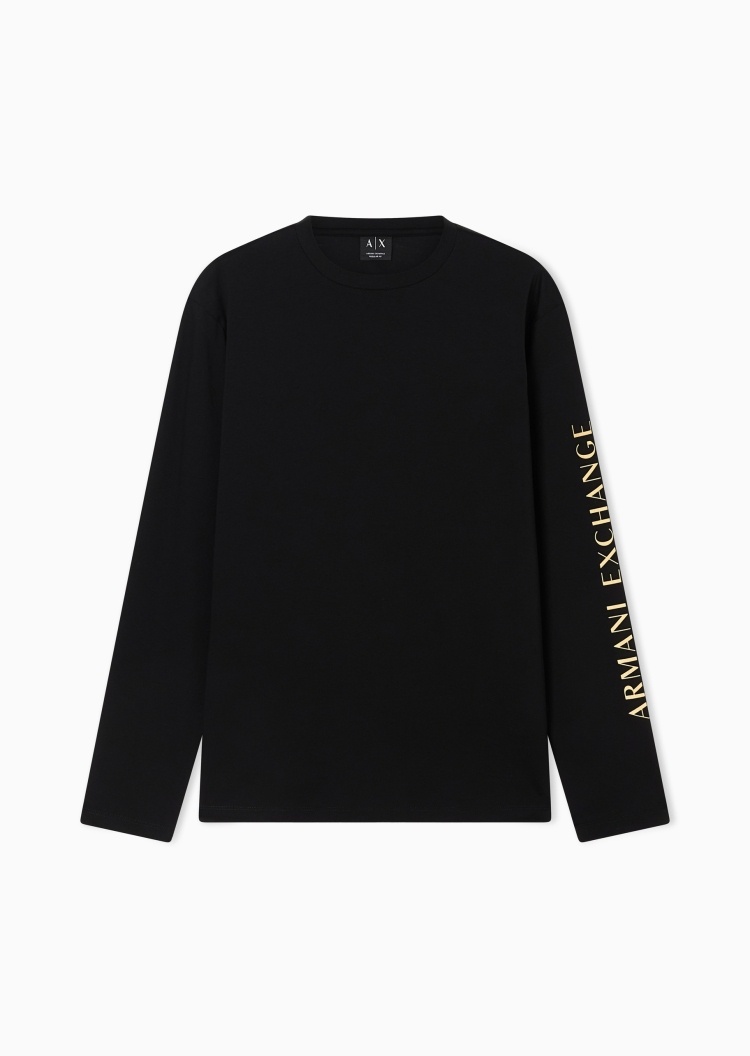 ARMANI EXCHANGE 男士微弹宽松长袖圆领撞色印花卫衣