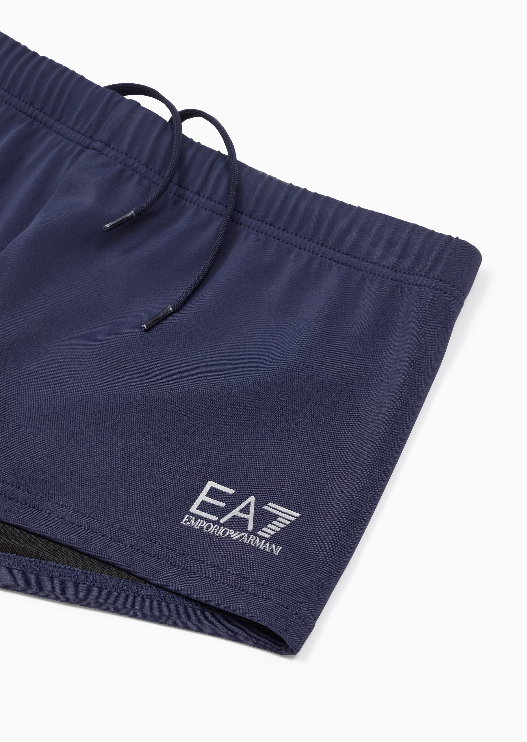 EA7 男士弹力系带平角撞色徽标游泳沙滩裤