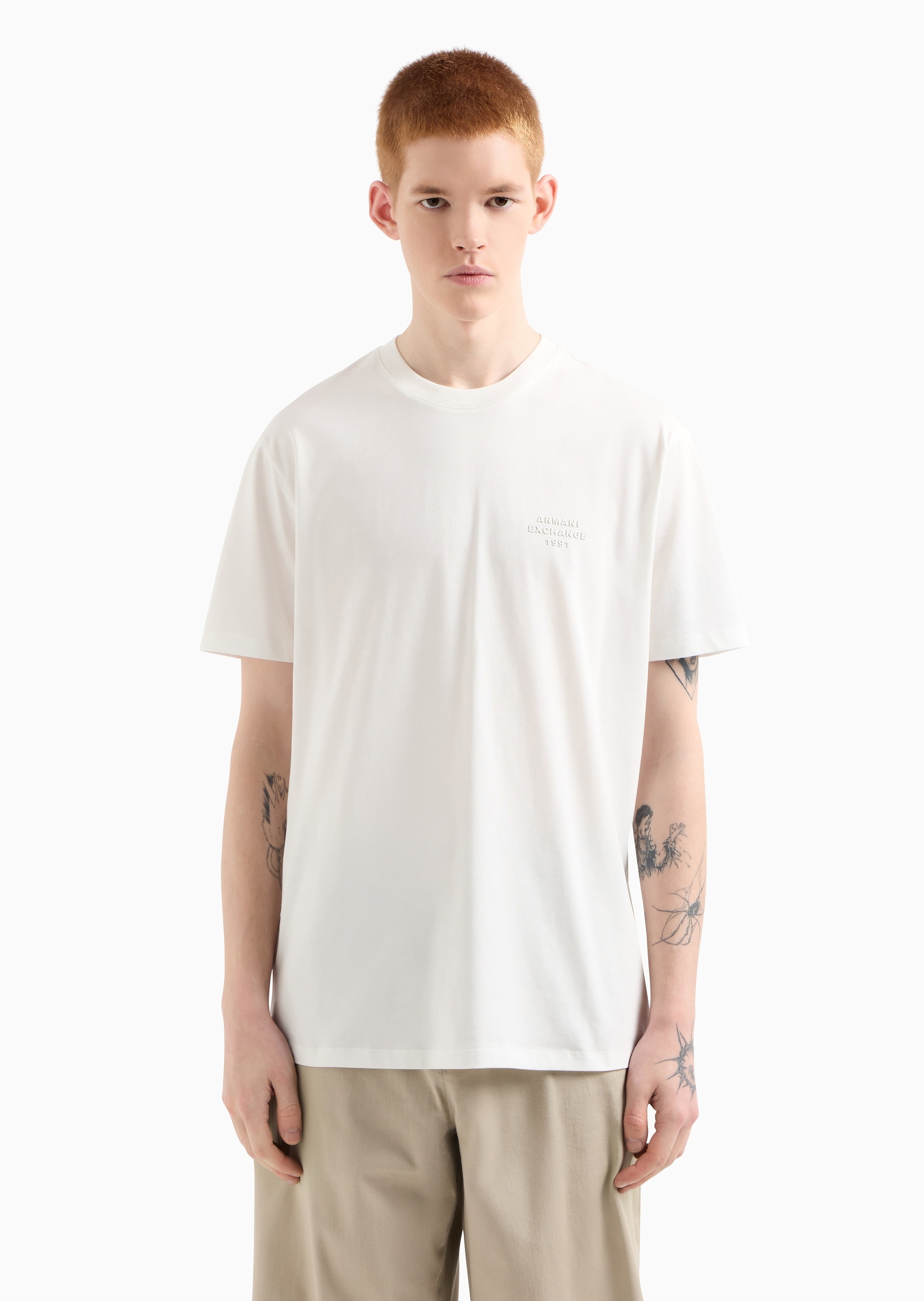 ARMANI EXCHANGE 男士全棉宽松短袖圆领纯色休闲T恤