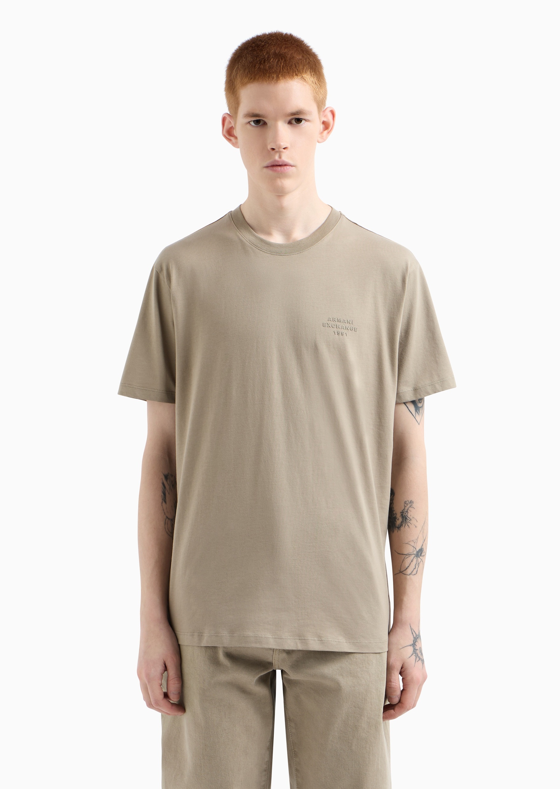 ARMANI EXCHANGE 男士全棉宽松短袖圆领纯色休闲T恤