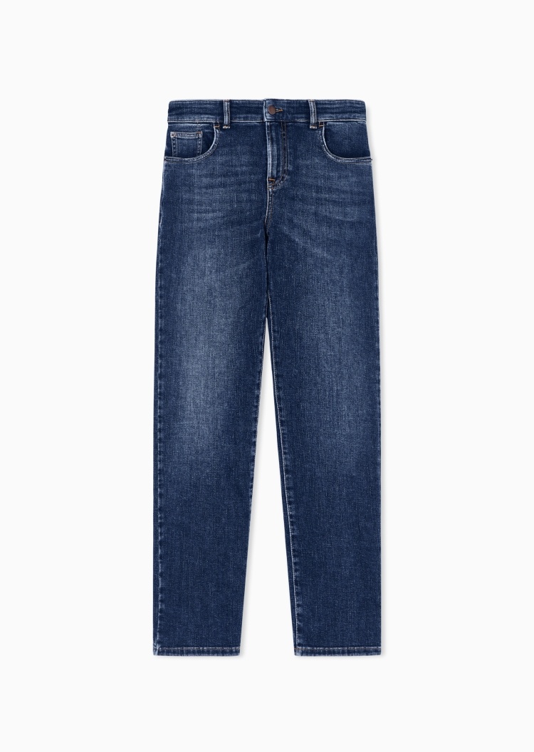 Emporio Armani 女士直筒复古水洗微弹中腰牛仔裤