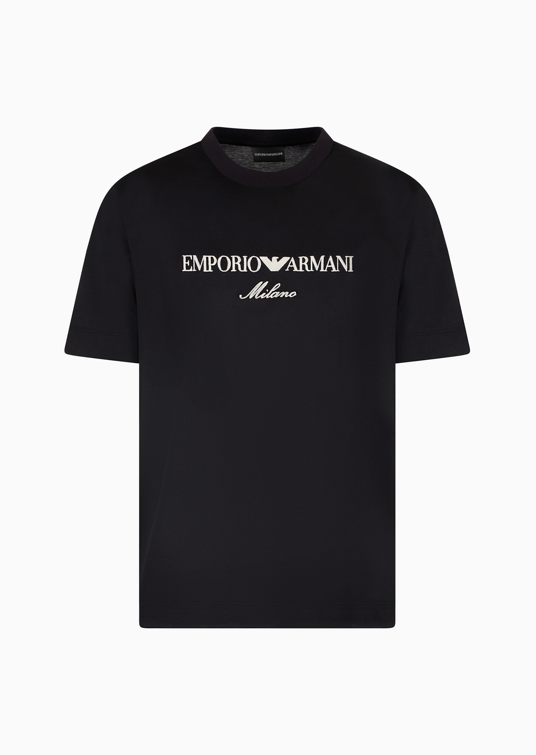 Emporio Armani 男士莱赛尔合身短袖圆领刺绣T恤