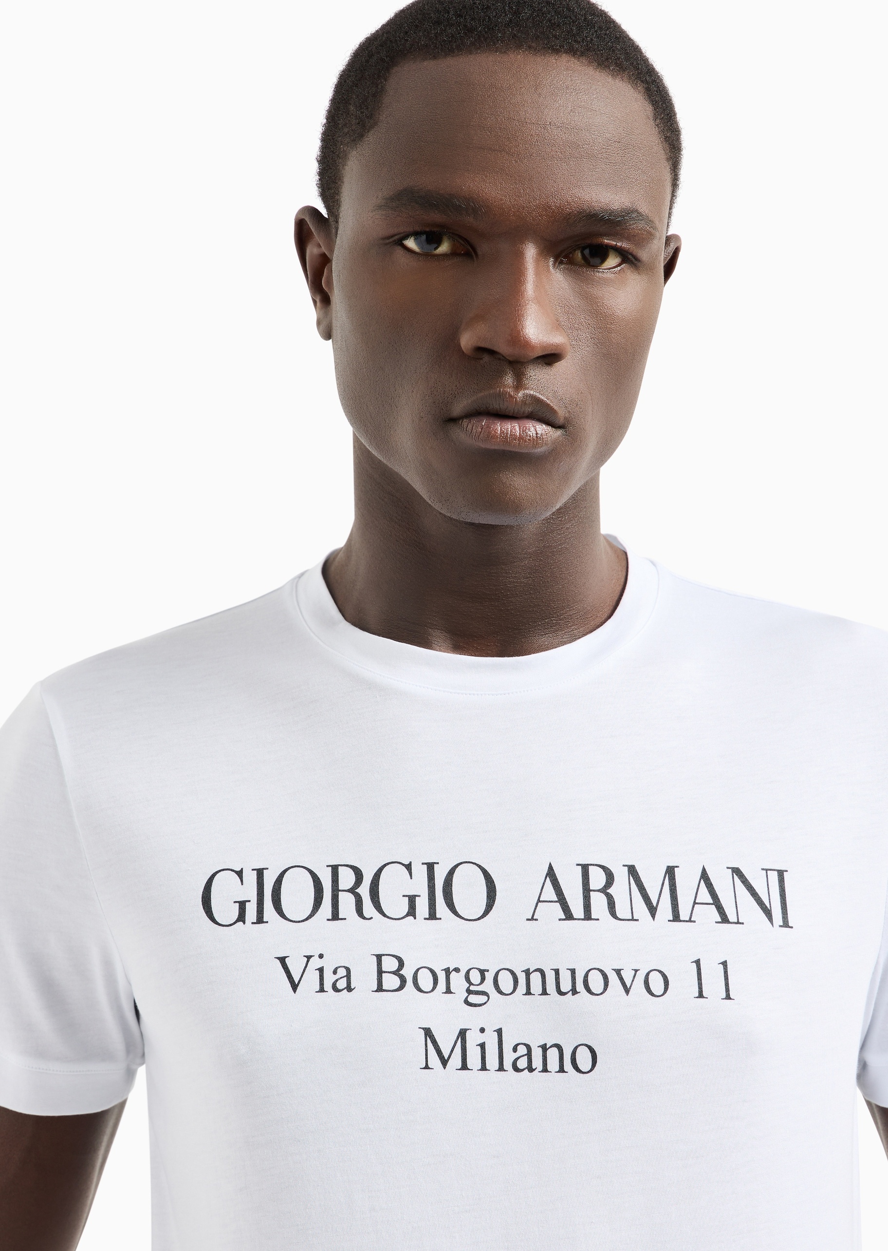 Giorgio Armani 男士全棉合身短袖圆领字母印花T恤