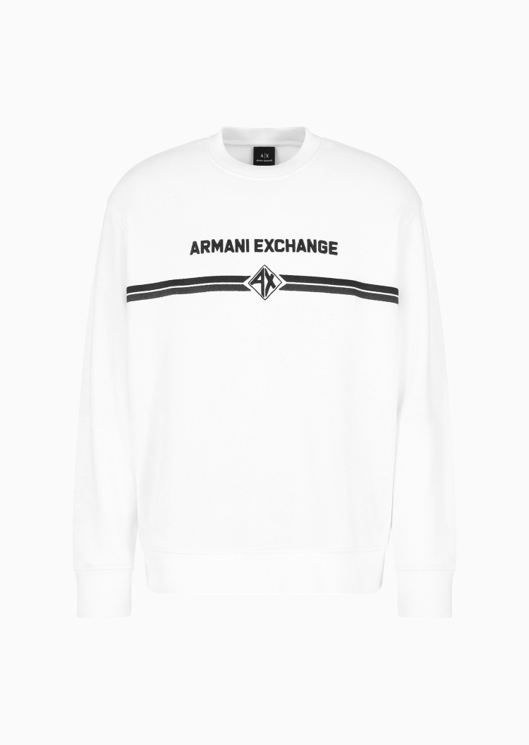 ARMANI EXCHANGE 男士全棉宽松长袖圆领徽标刺绣卫衣