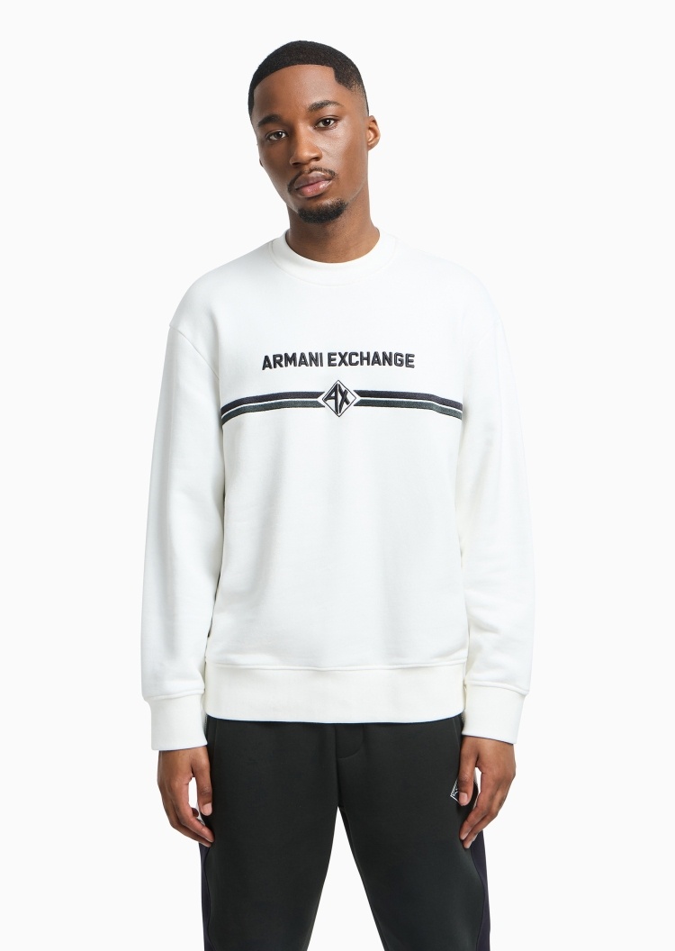 ARMANI EXCHANGE 男士全棉宽松长袖圆领徽标刺绣卫衣