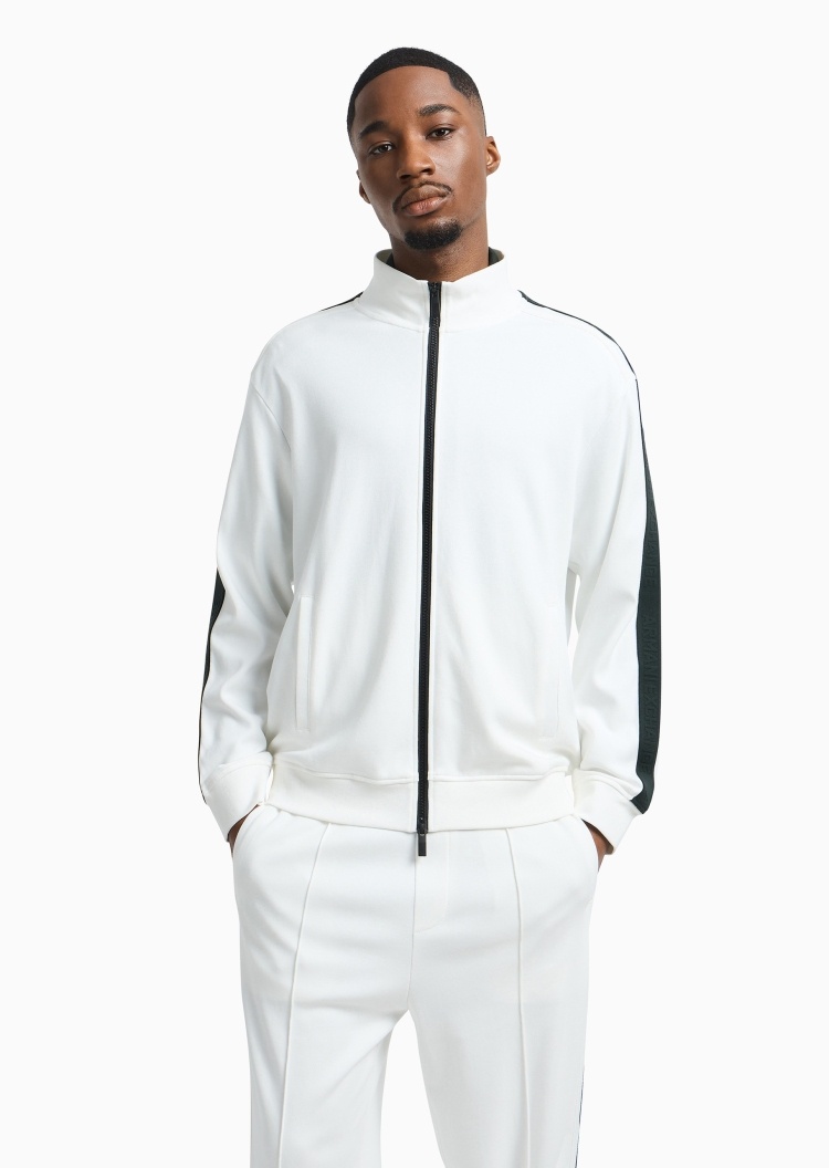 ARMANI EXCHANGE 男士全棉宽松长袖立领运动开衫卫衣外套