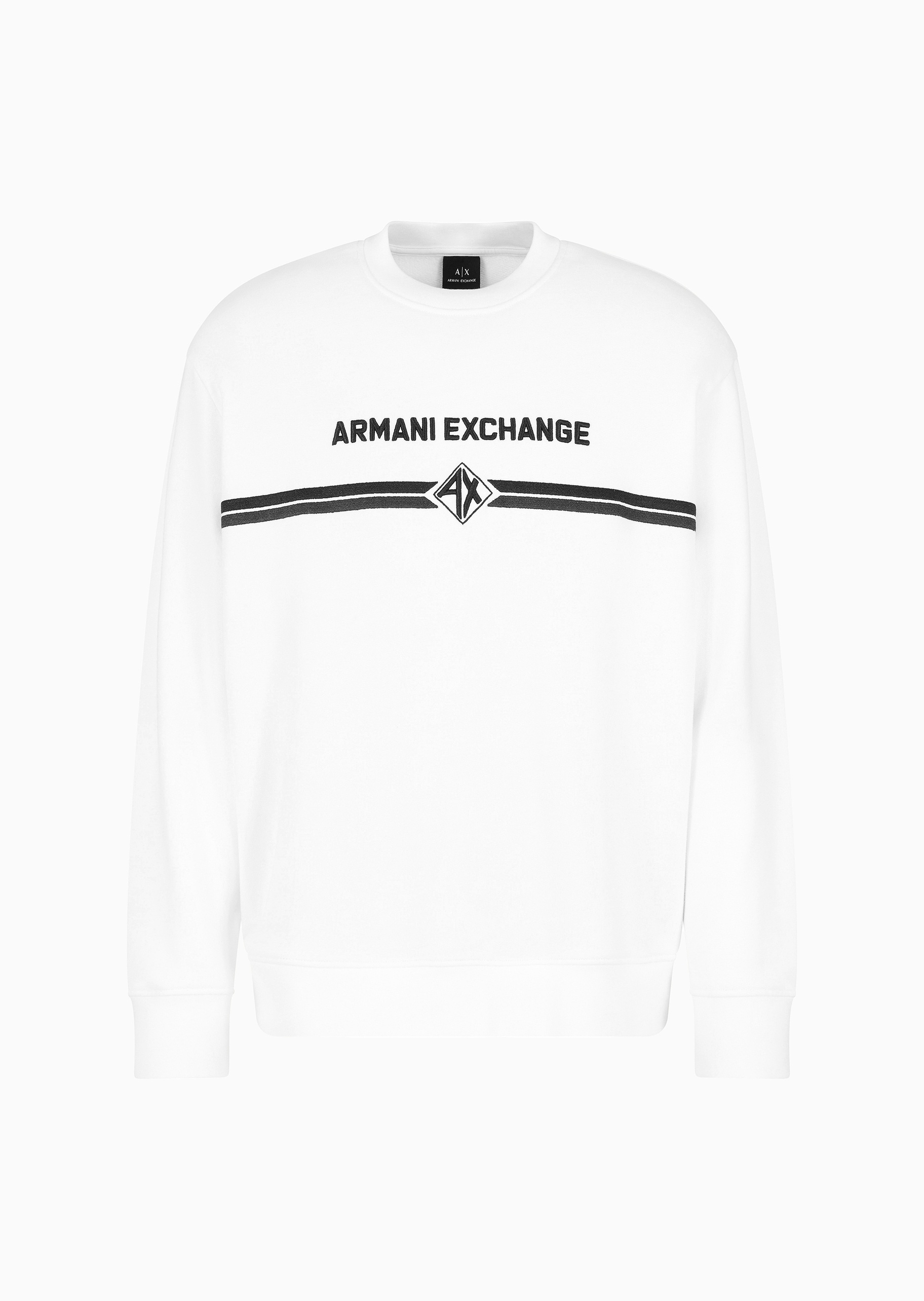 ARMANI EXCHANGE 男士全棉宽松长袖圆领徽标刺绣卫衣
