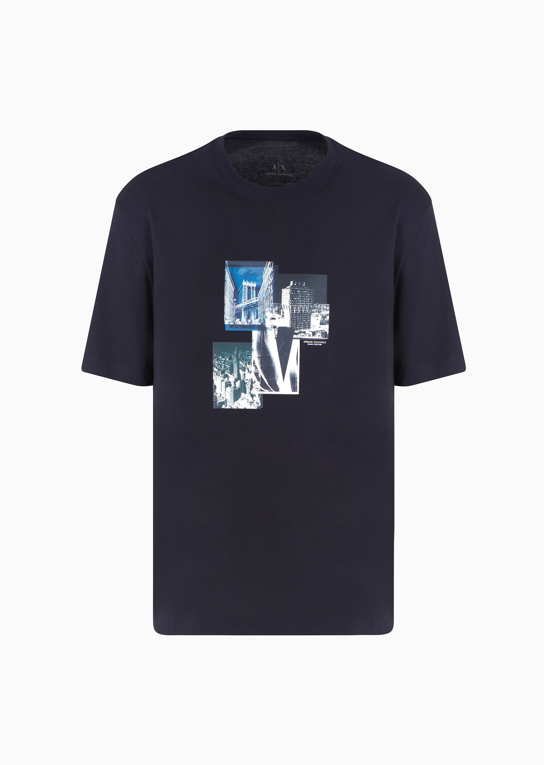 ARMANI EXCHANGE 男士全棉宽松短袖圆领都市街景印花T恤