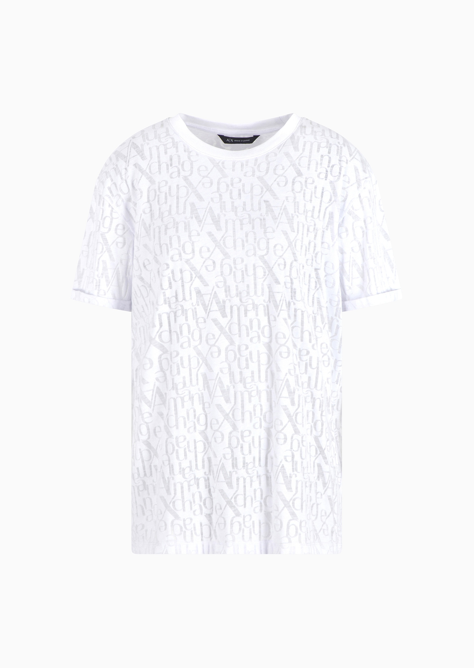 ARMANI EXCHANGE 女士宽松短袖圆领镂空字母时尚T恤