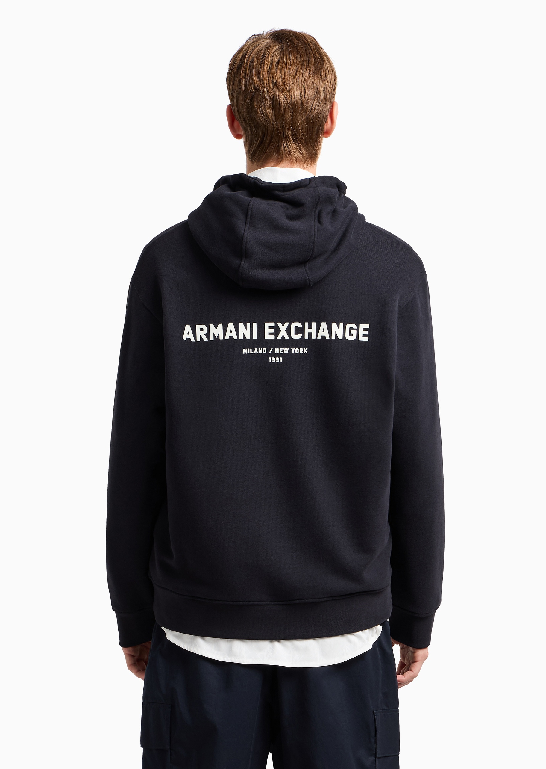 ARMANI EXCHANGE 男士全棉合身长袖连帽拉链运动开衫卫衣外套