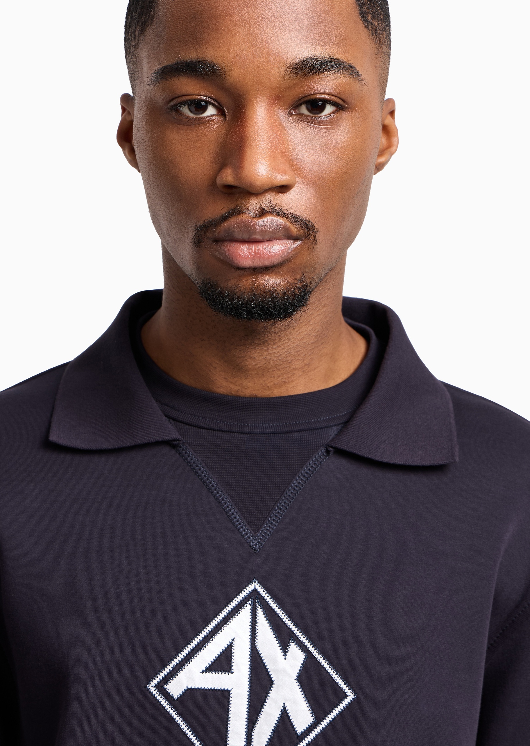ARMANI EXCHANGE 男士棉质微弹宽松长袖衬衫领假两件卫衣