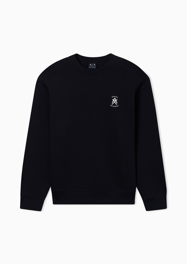 ARMANI EXCHANGE 男士合身长袖圆领刺绣休闲套头卫衣