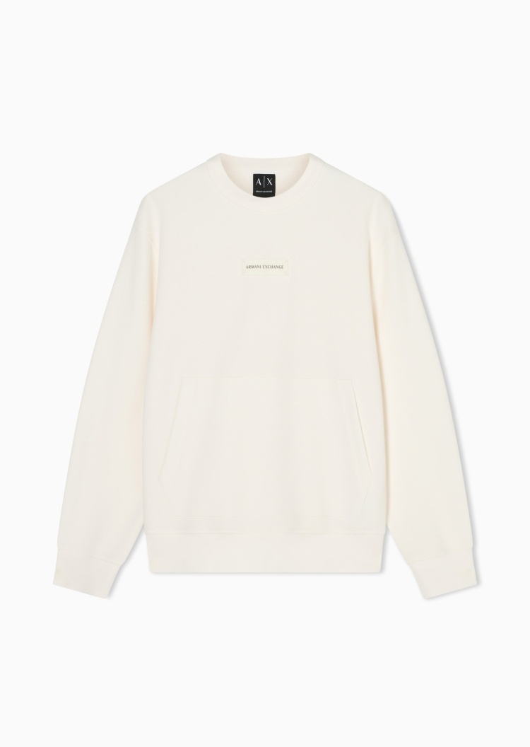 ARMANI EXCHANGE 男士宽松长袖圆领落肩标识贴片休闲卫衣