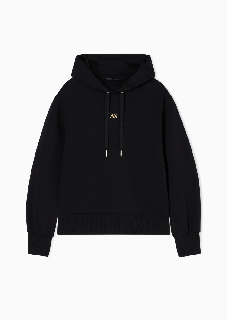 ARMANI EXCHANGE 女士合身长袖连帽落肩撞色标识休闲卫衣