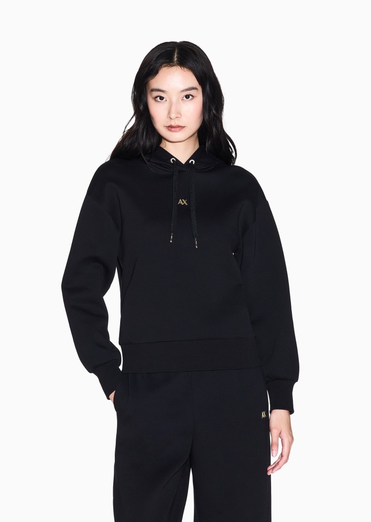 ARMANI EXCHANGE 女士合身长袖连帽落肩撞色标识休闲卫衣