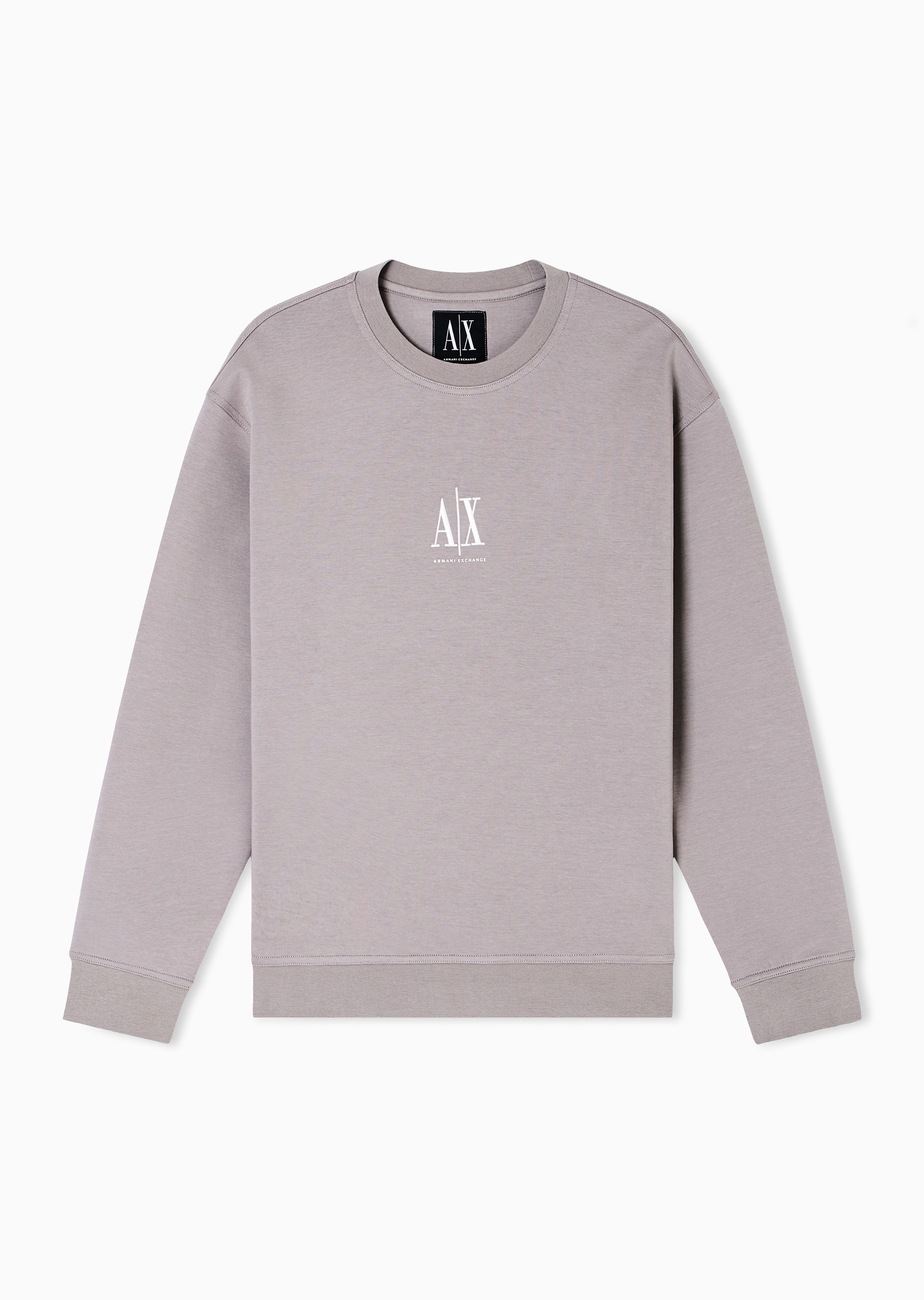 ARMANI EXCHANGE 男士微弹宽松短款圆领运动刺绣卫衣