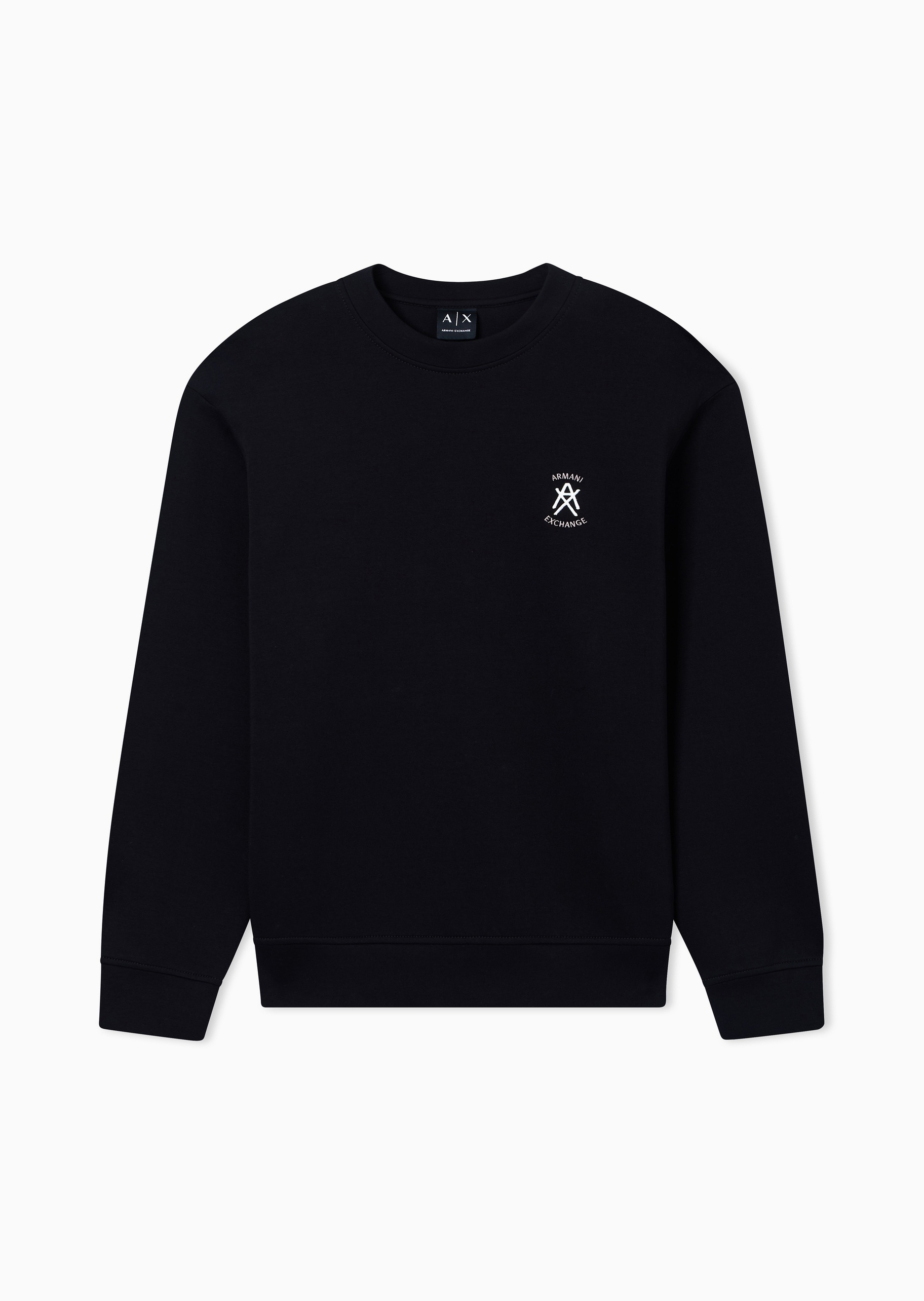 ARMANI EXCHANGE 男士合身长袖圆领刺绣休闲套头卫衣