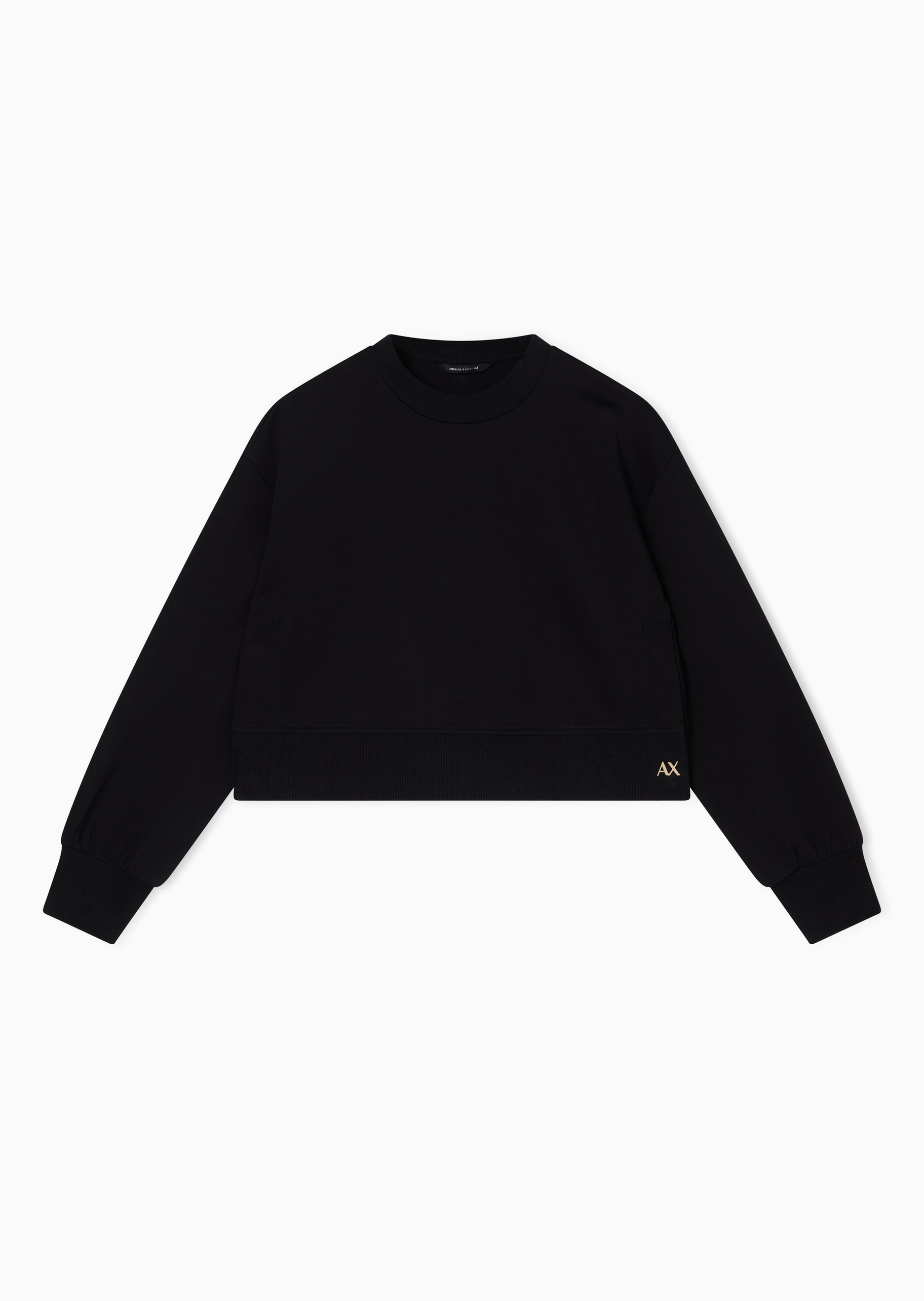 ARMANI EXCHANGE 女士宽松短款圆领落肩撞色标识潮流卫衣