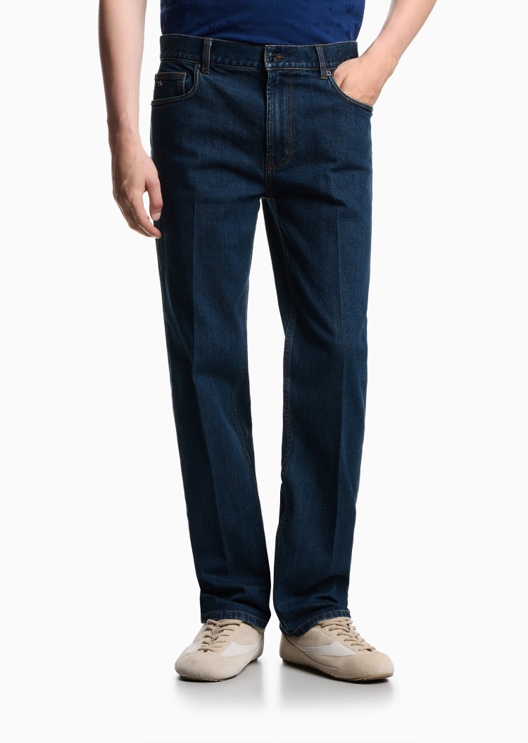 Emporio Armani 男士直筒中腰复古微弹休闲牛仔裤