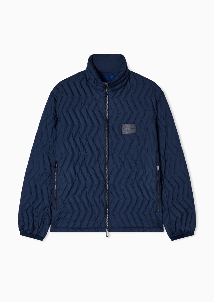 Emporio Armani 男士短款轻薄立领保暖纯色拉链羽绒服