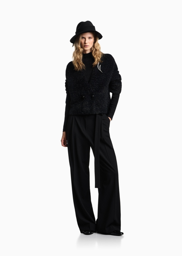 Emporio Armani 女士混纺合身商务休闲通勤针织开衫
