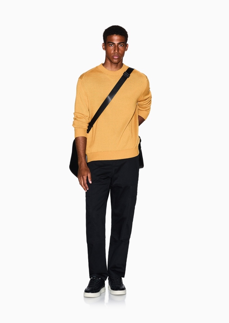 ARMANI EXCHANGE 男士圆领羊毛混纺老钱风套头针织毛衣