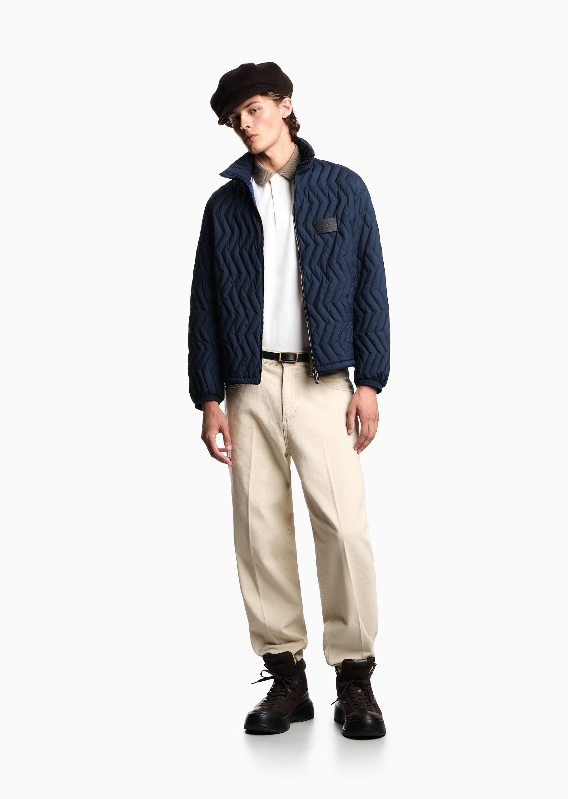 Emporio Armani 男士80白鸭绒立领绗缝羽绒服外套