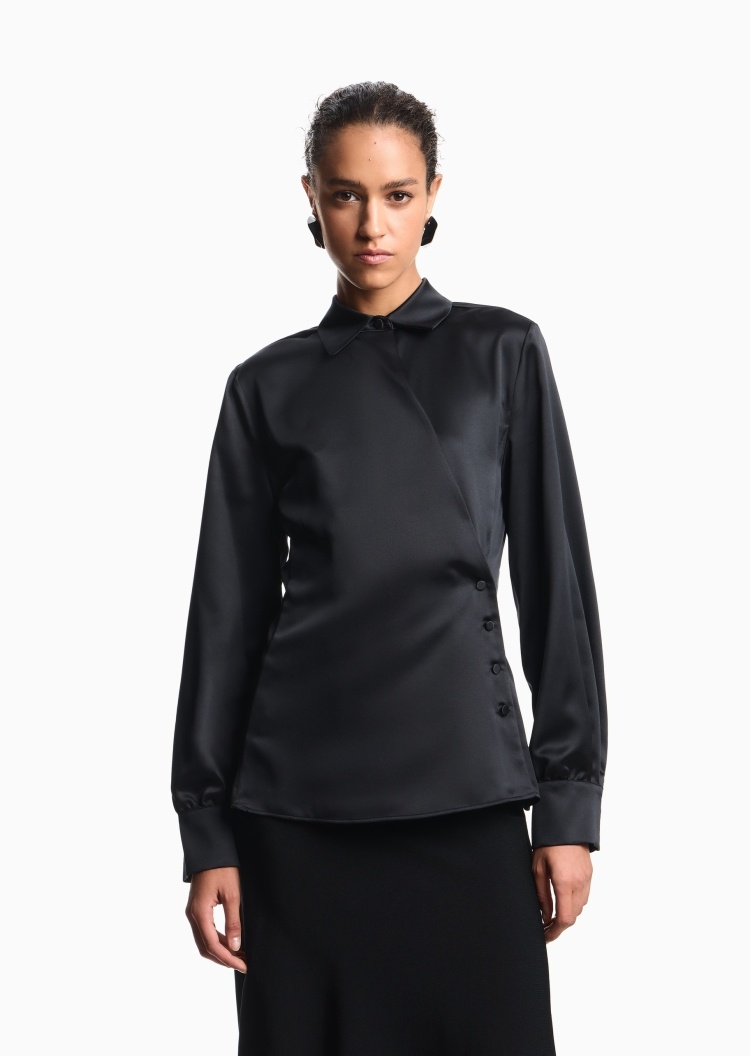 Emporio Armani 女士轻奢长袖商务通勤外套式衬衫