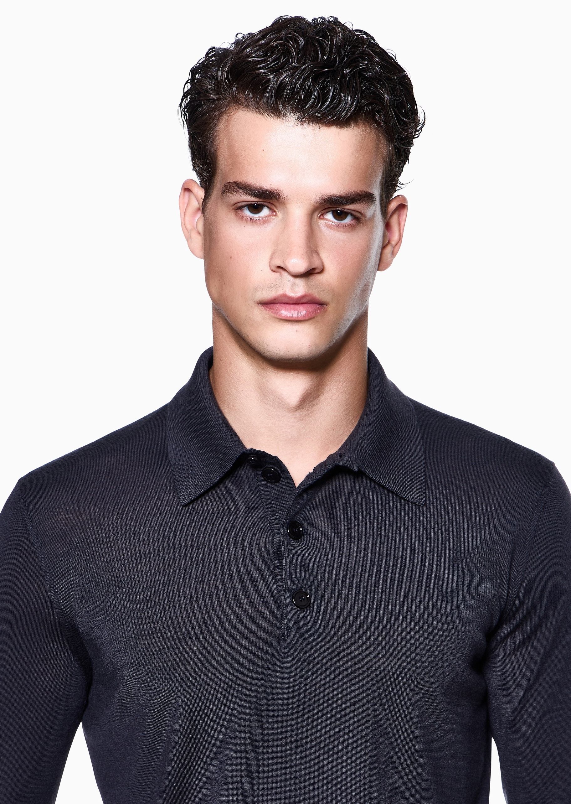 Giorgio Armani 男士Polo领绵羊毛翻领套头针织毛衣