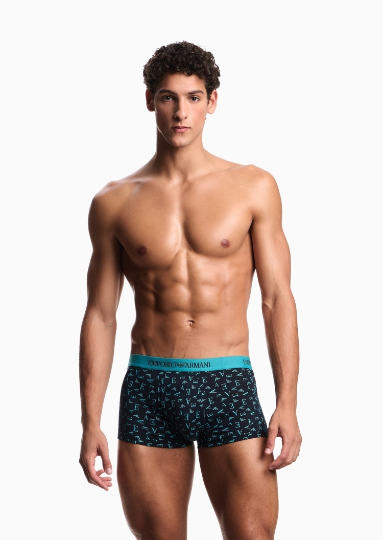 Emporio Armani 男士全棉平角三条装LOGO提花内裤套装