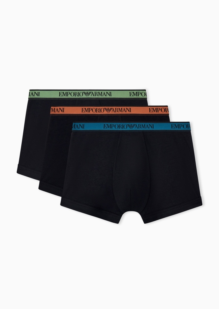 Emporio Armani 男士弹力三条装平角内裤套装礼物轻奢