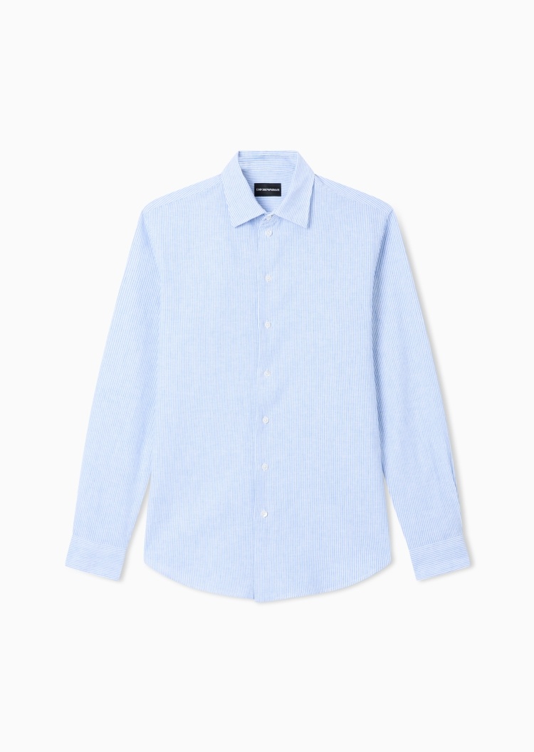 Emporio Armani 男士条纹长袖商务休闲通勤西装衬衫