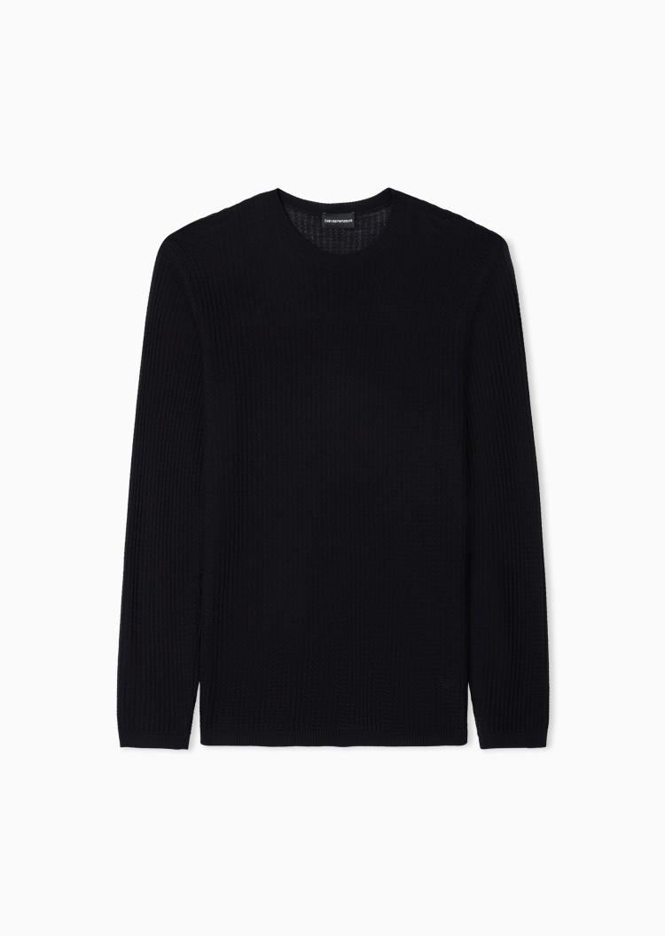 Emporio Armani 男士长袖圆领纯色商务休闲针织衫