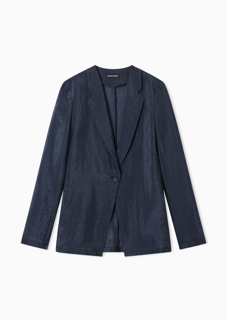 Emporio Armani 女士长袖平驳领单粒扣休闲西装外套