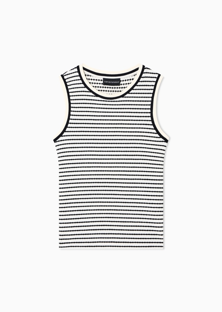 Emporio Armani 女士无袖圆领条纹优雅休闲针织上衣