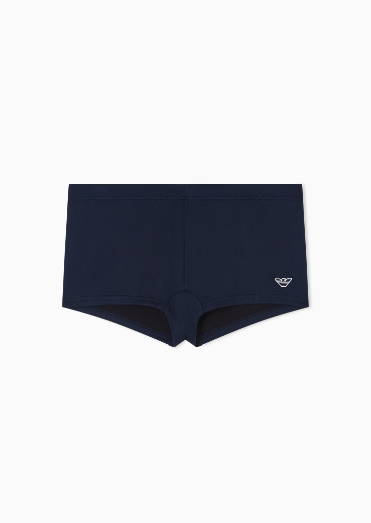 Emporio Armani 男士弹力松紧腰游泳刺绣鹰标沙滩短裤