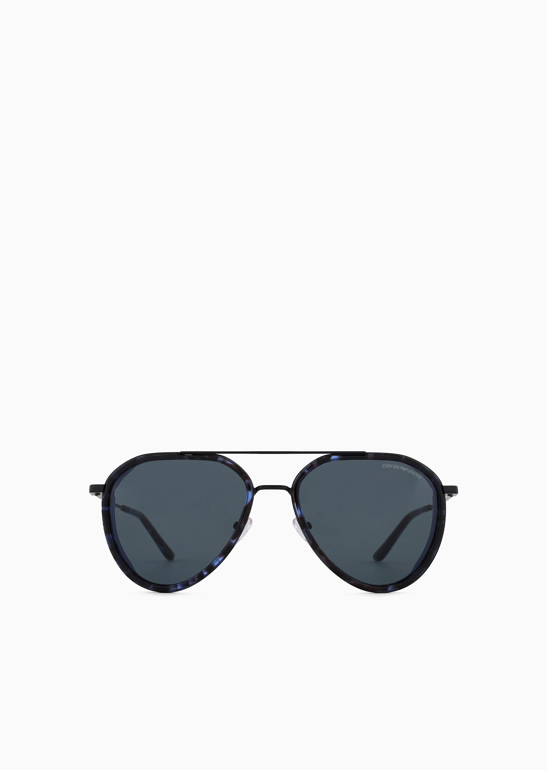 Emporio Armani 男士透明框飞行员复古斑纹太阳眼镜