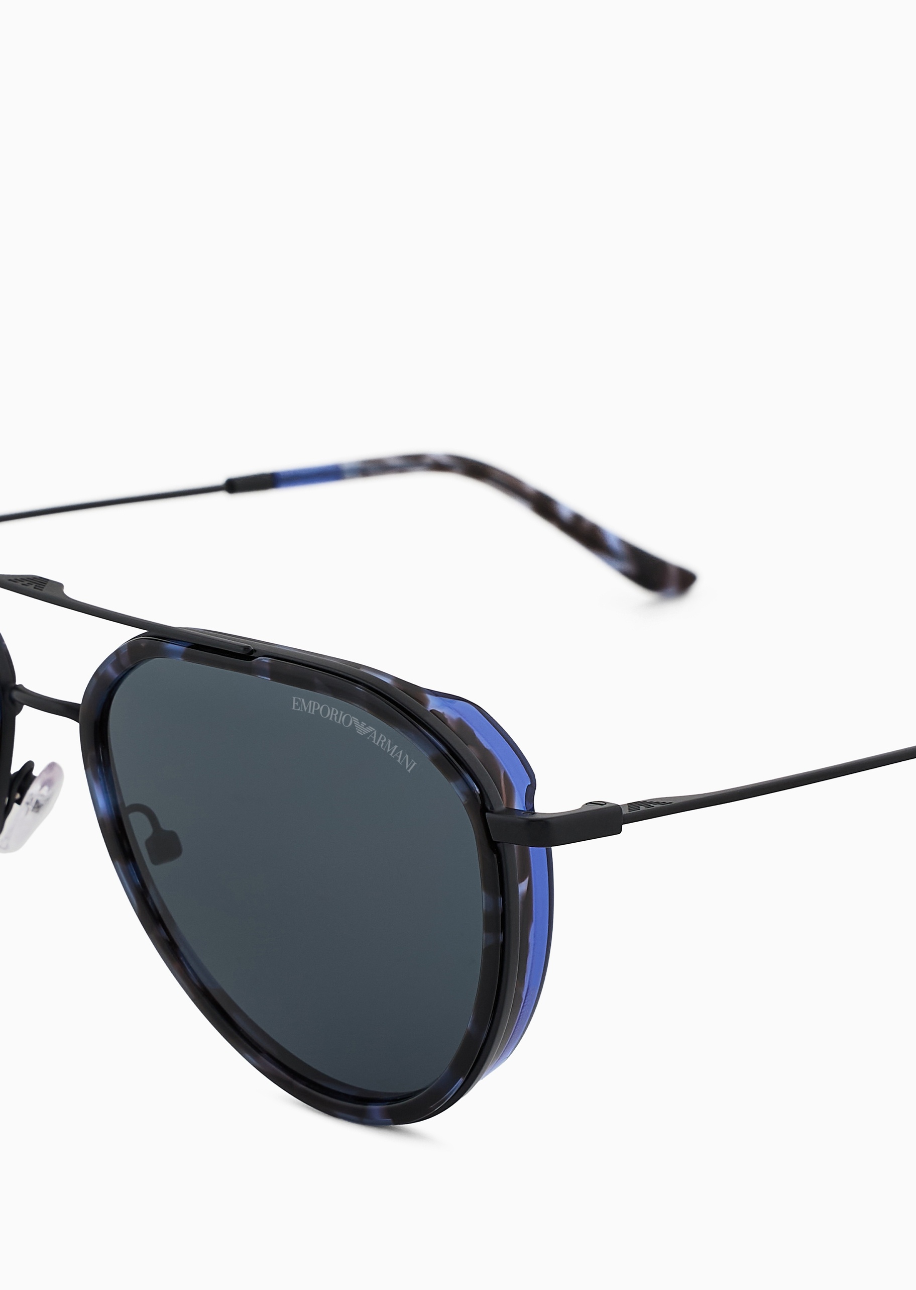 Emporio Armani 男士透明框飞行员复古斑纹太阳眼镜
