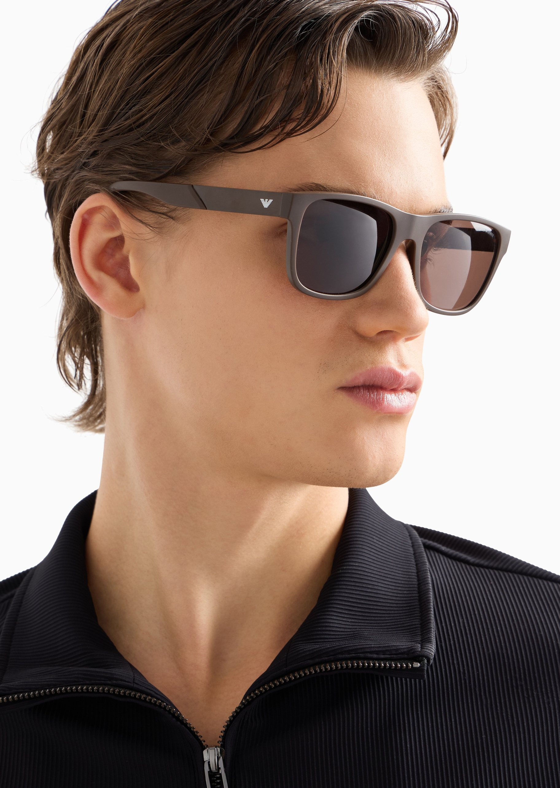 Emporio Armani 男士哑光方形边框都市休闲太阳眼镜