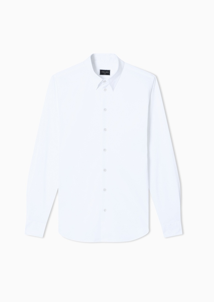 Giorgio Armani 男士纯棉长袖白色商务休闲通勤西装衬衫上衣