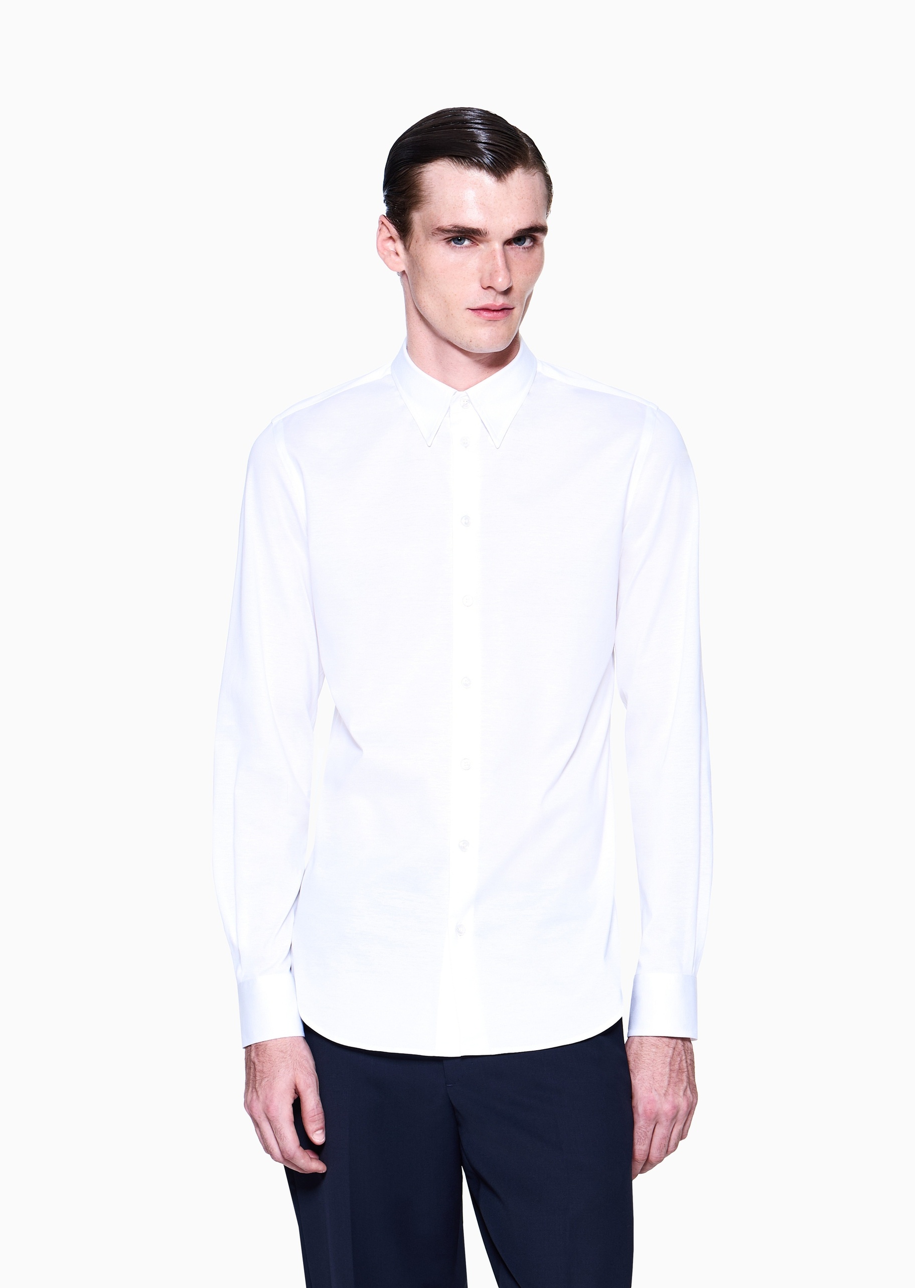 Giorgio Armani 男士纯棉长袖白色商务休闲通勤西装衬衫上衣