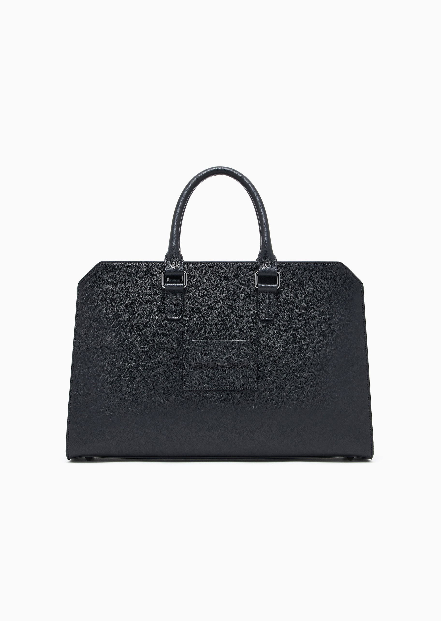 Emporio Armani 男士牛皮革拉链长方形可拆肩带通勤公文包