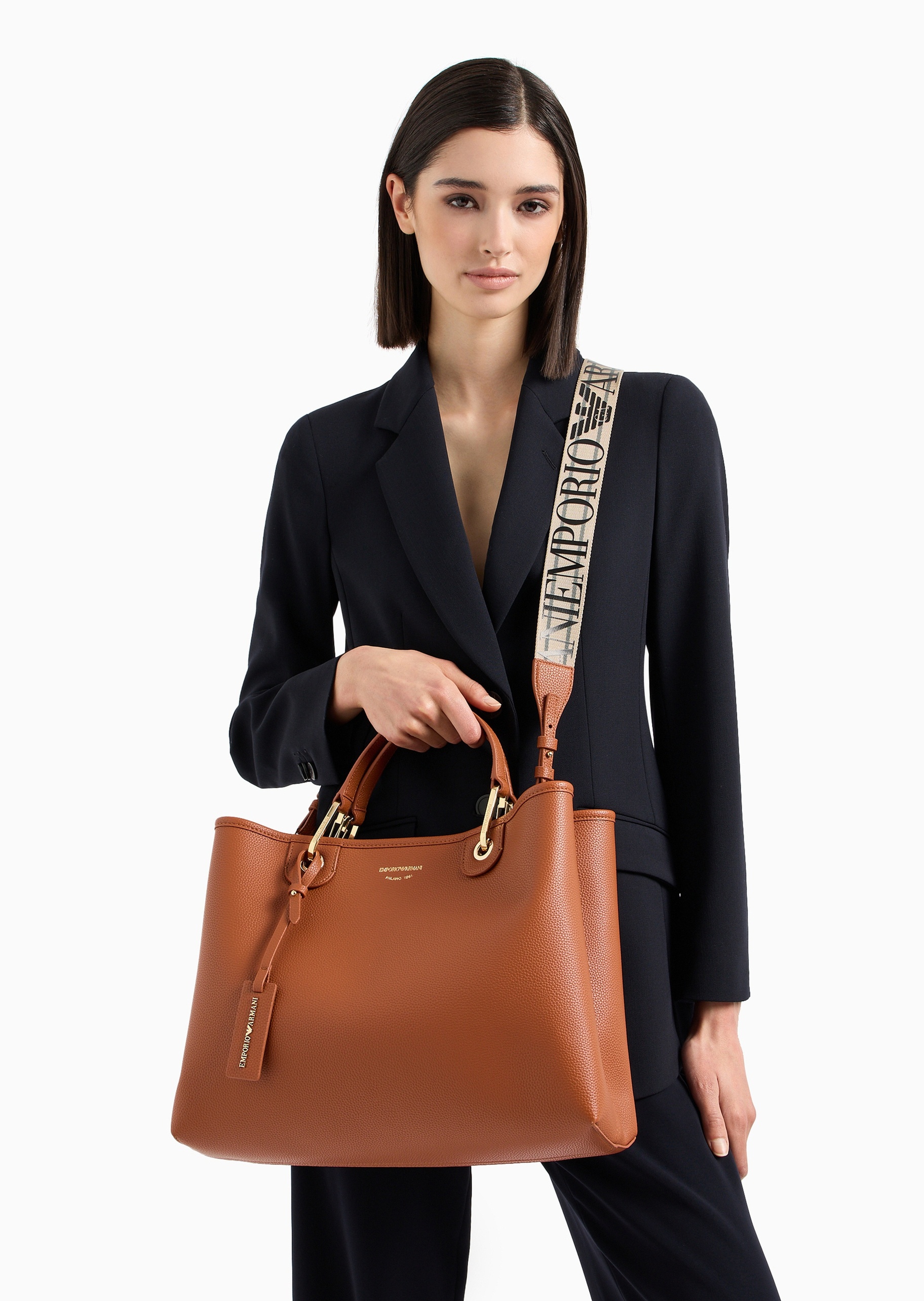 Emporio Armani 女士中号磁扣子母包可拆肩带手提斜挎托特包