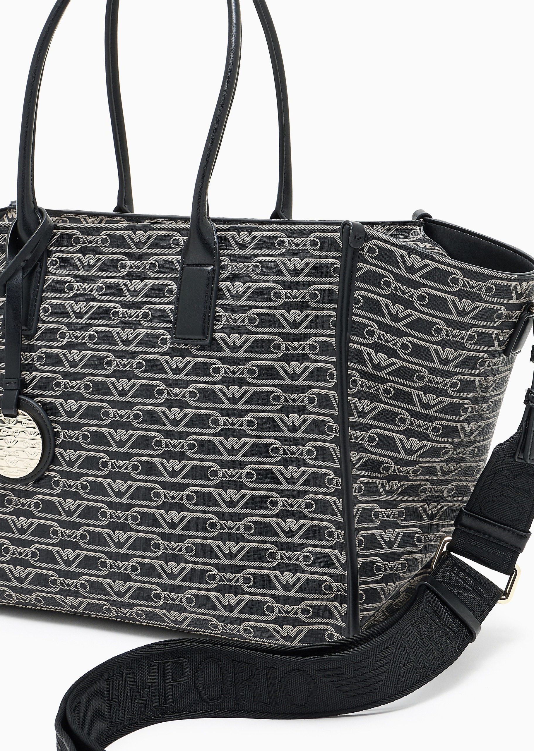 Emporio Armani 女士复古老花商务大号单肩手提斜挎托特包