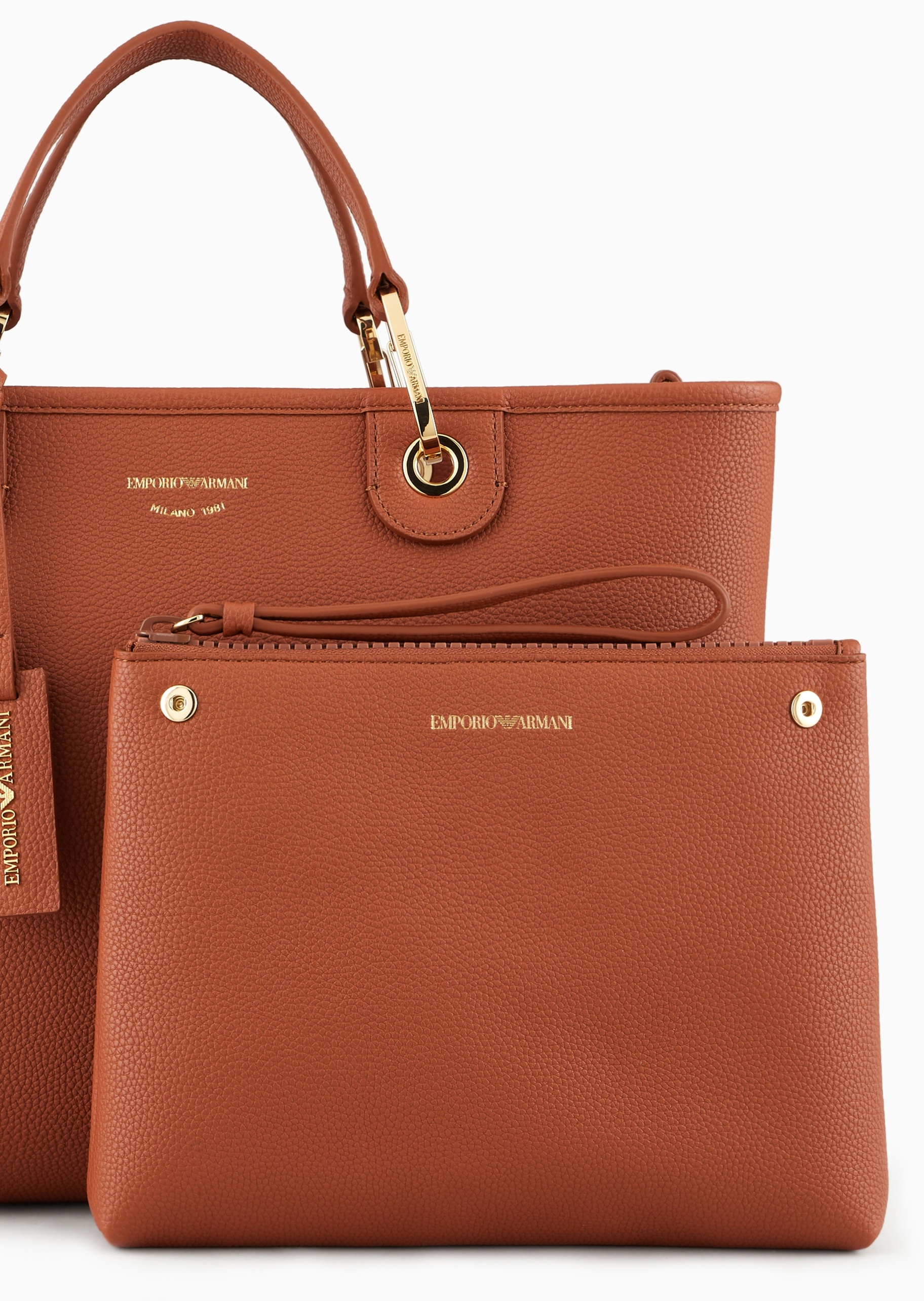 Emporio Armani 女士中号磁扣子母包可拆肩带手提斜挎托特包