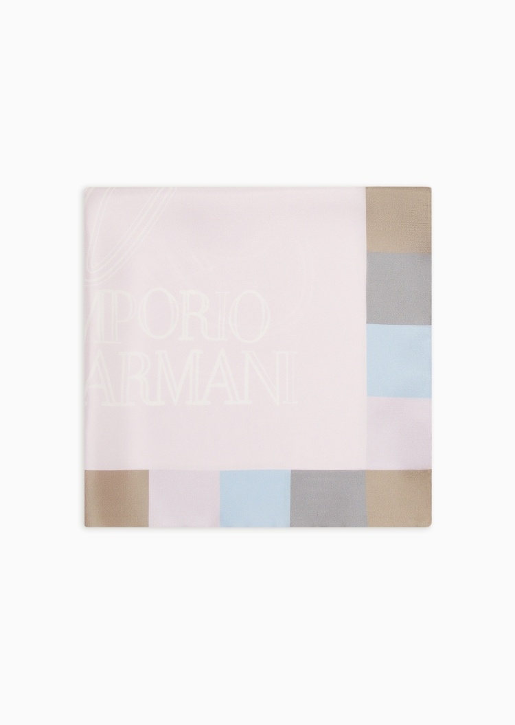 Emporio Armani 女士桑蚕丝正方形优雅拼色时尚丝巾